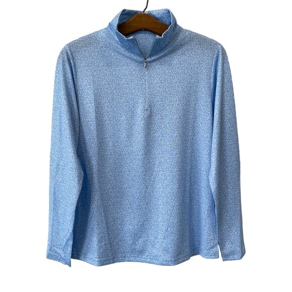 Seabreeze Long Sleeve Quarter Zip Shirt Women M Blue Printed Golf Athleisure NEW - Picture 1 of 7